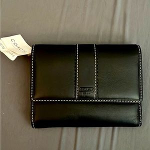 Coach Wallet Black Leather Trifold